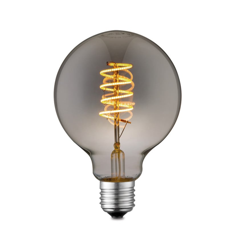 lampenwelt Lucande LED-Lampe E27 G95 4W 1.800K dimmbar smoke
