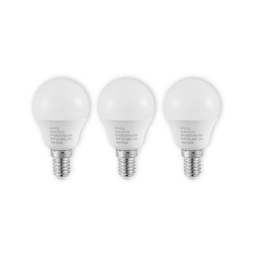 lampenwelt Lindby LED-Lampe E14 G45 4 5W 3.000K opal 3er-Set