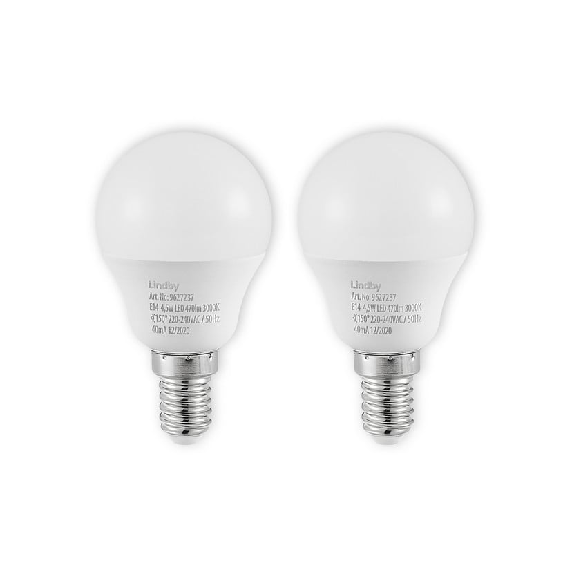 lampenwelt Lindby LED-Lampe E14 G45 4 5W 3.000K opal 2er-Set