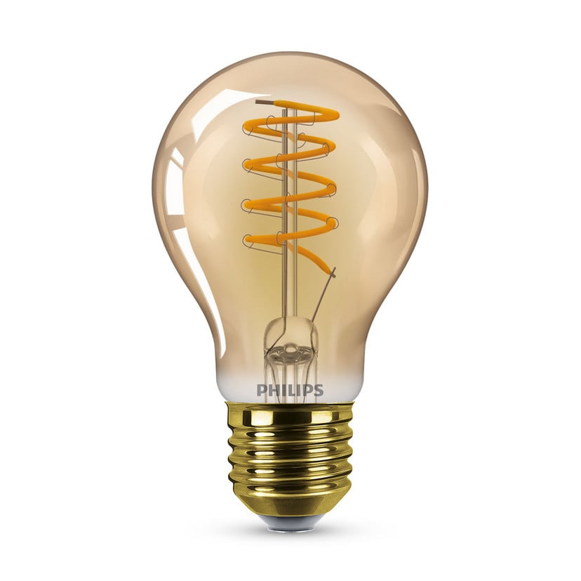 lampenwelt Philips LED-Lampe E27 A60 4W 1.800K gold dimmbar