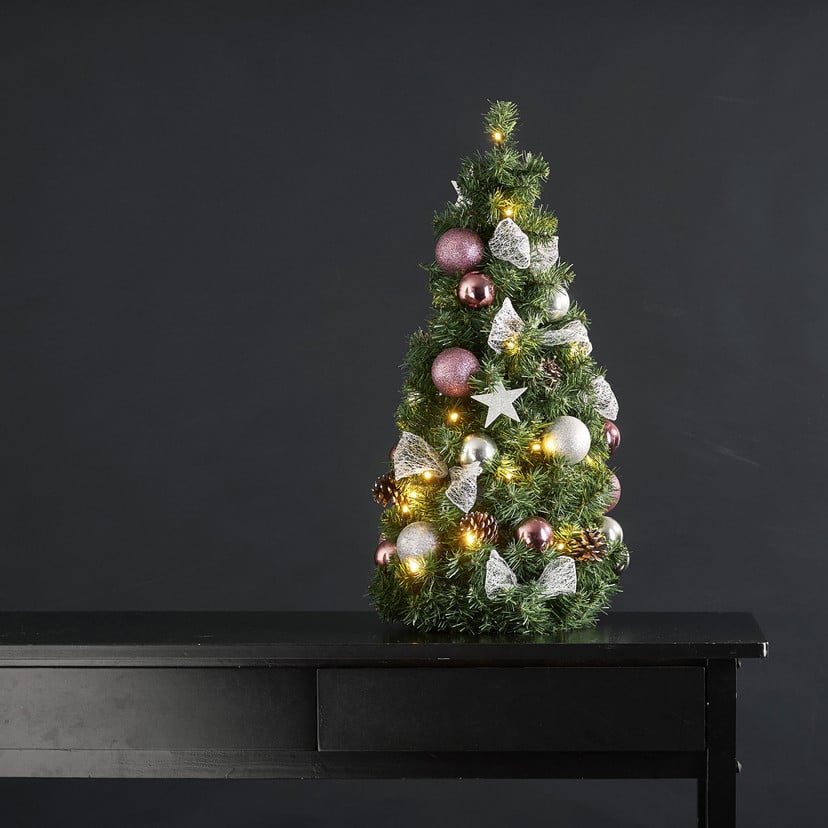 lampenwelt LED-Tannenkegel Noel mit silber-/pinkfarbener Deko Begrenzte Freigabe