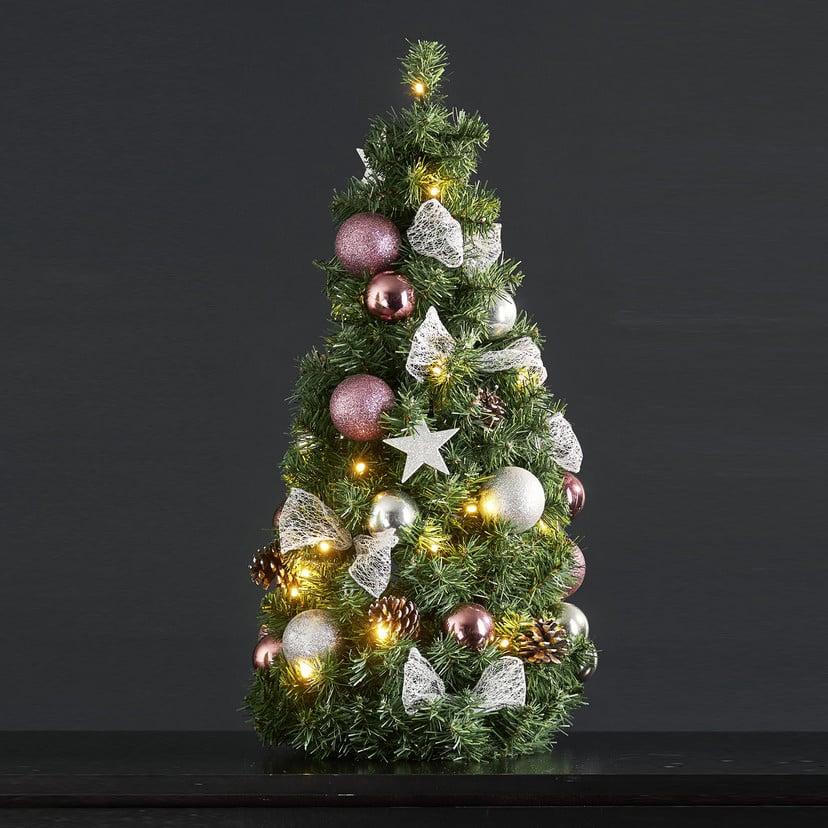 lampenwelt LED-Tannenkegel Noel mit silber-/pinkfarbener Deko Begrenzte Freigabe