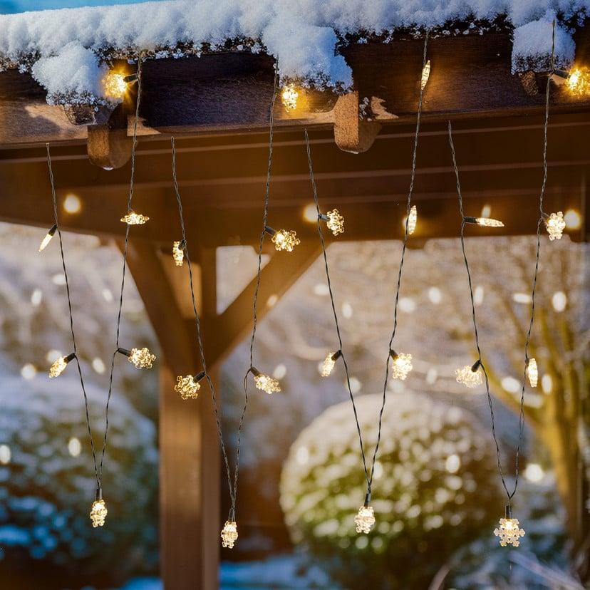 lampenwelt Lindby LED-Lichterkette Parrik Schneeflocken 620 cm IP44 Clearance-Verkauf