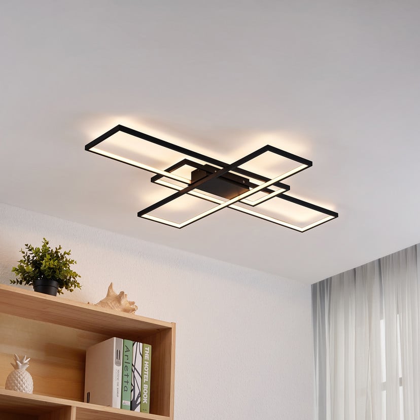 lampenwelt Lindby LED-Deckenleuchte Tetson schwarz Metall dimmbar Exklusivangebot