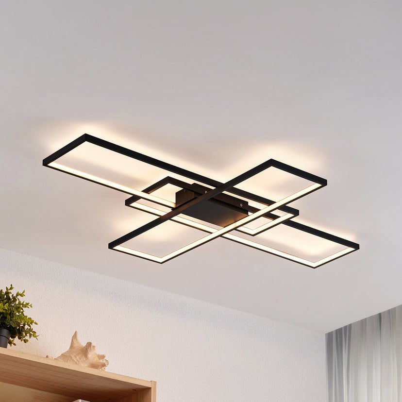 lampenwelt Lindby LED-Deckenleuchte Tetson schwarz Metall dimmbar Exklusivangebot