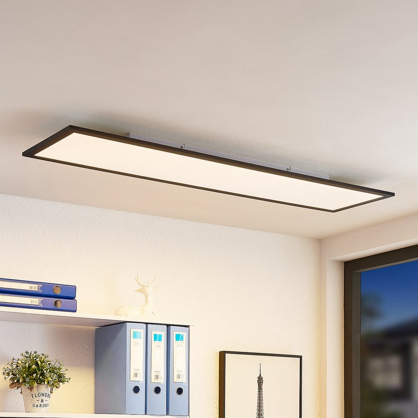lampenwelt Lindby LED-Panel Nelios 120 x 30 cm CCT schwarz Metall Saisonschlussverkauf
