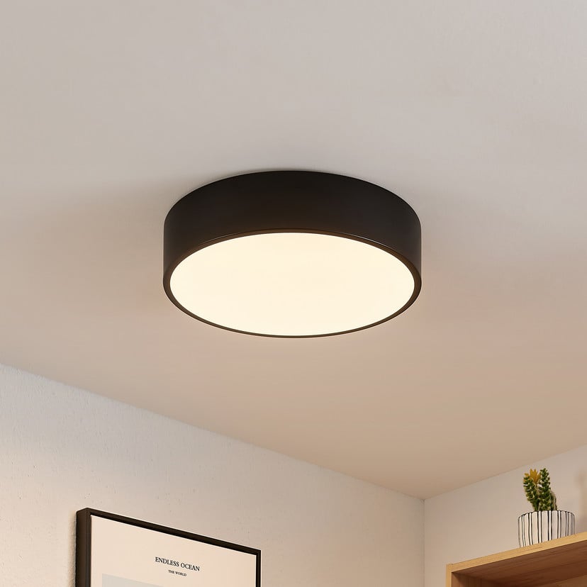 lampenwelt Lindby LED-Deckenleuchte Simera Ø 30 cm schwarz dimmbar