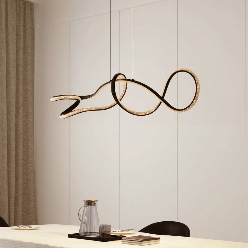 lampenwelt Lucande LED-Hängeleuchte Rodado schwarz 110 cm Aluminium Osterangebot