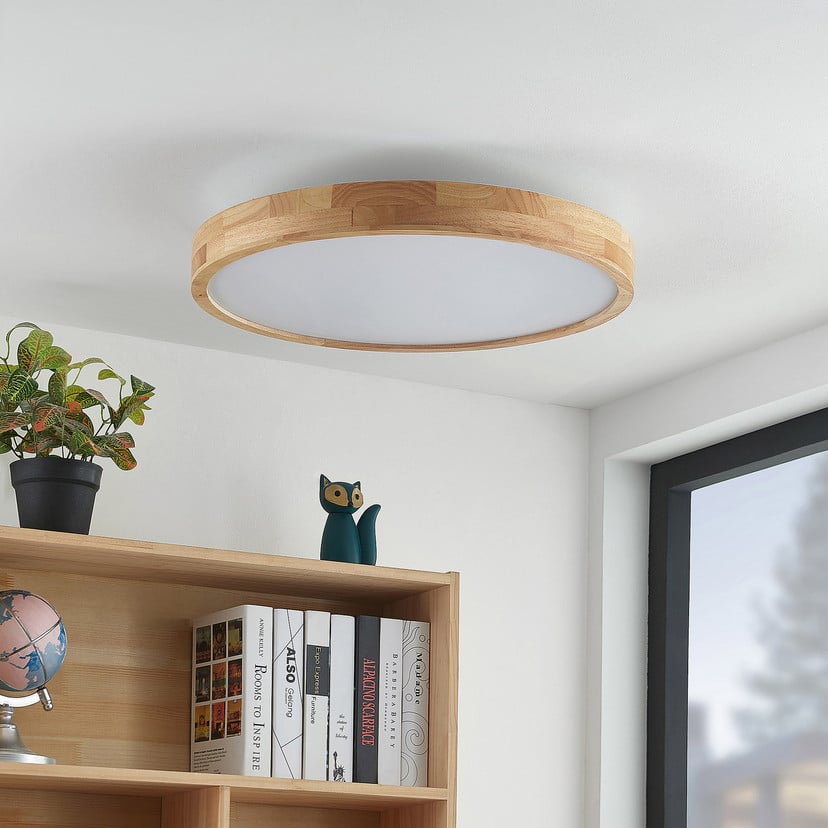 lampenwelt Lindby LED-Deckenlampe Lanira Ø 60 cm Holz Remote CCT Top Angebot