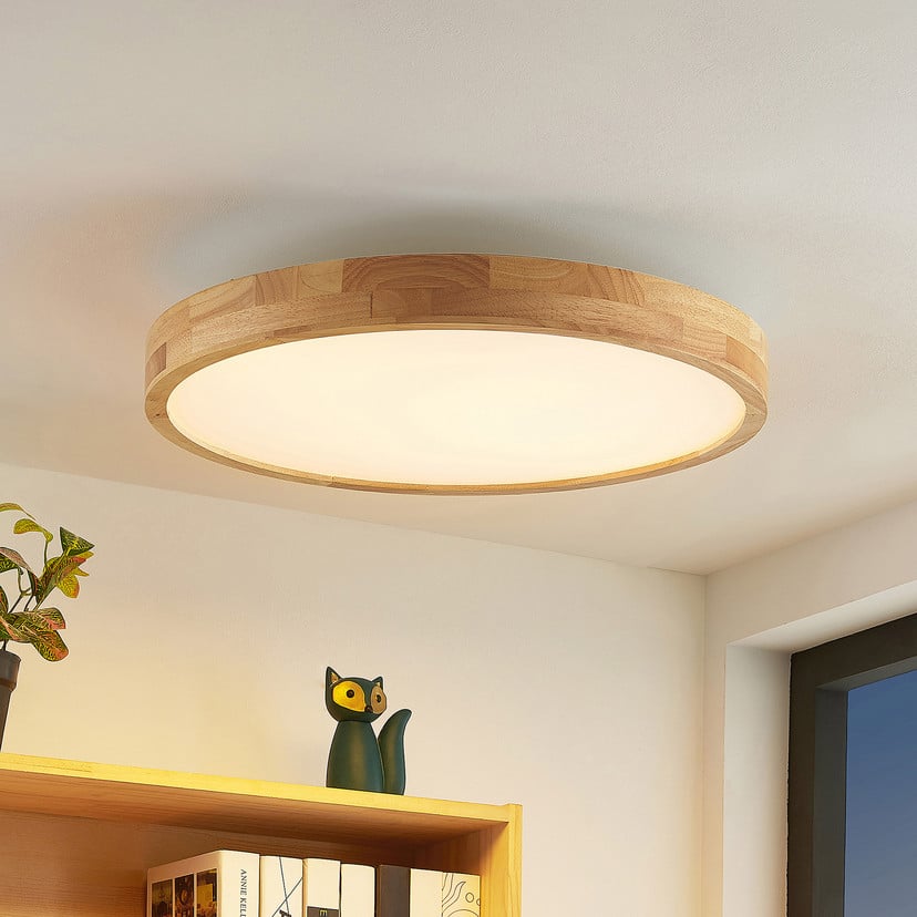 lampenwelt Lindby LED-Deckenlampe Lanira Ø 60 cm Holz Remote CCT Top Angebot