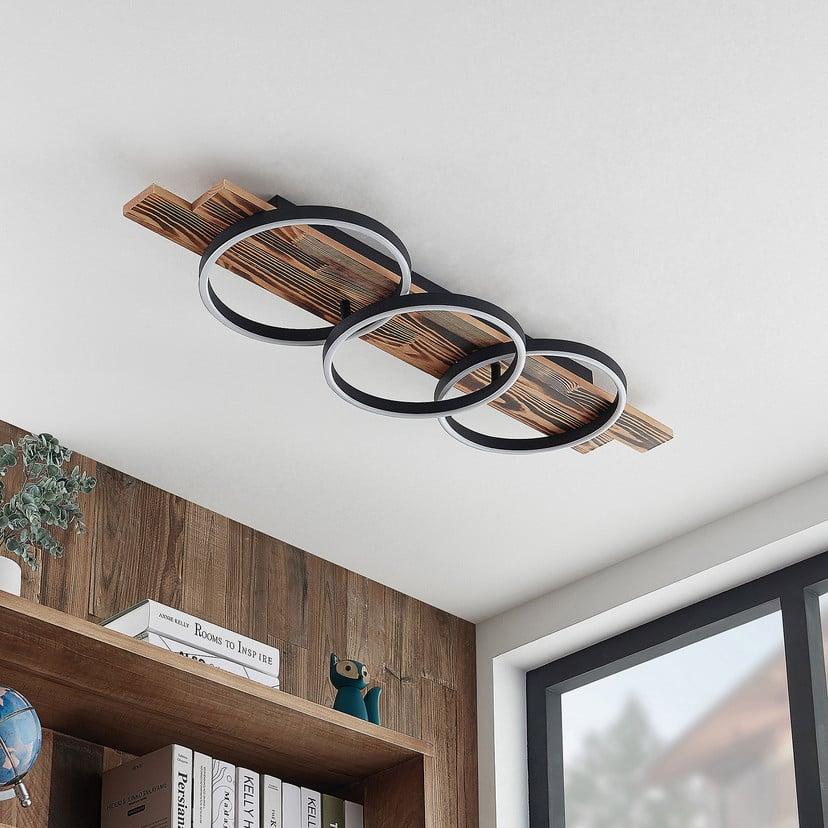 lampenwelt Lindby LED-Deckenleuchte Sentoa Holz 100 cm lang 3.000 K Neueste Mode