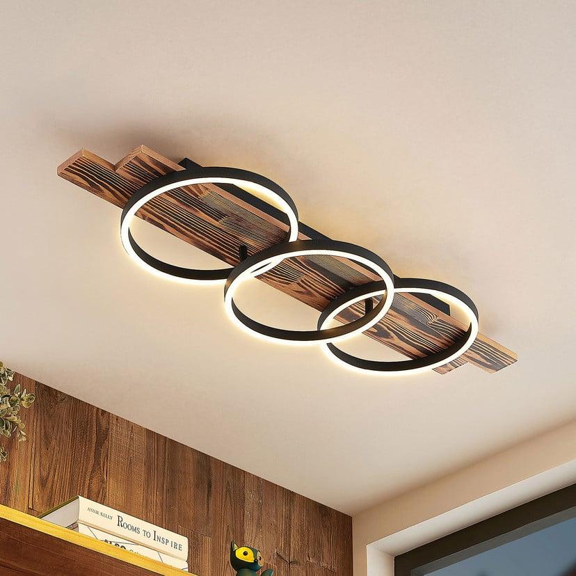 lampenwelt Lindby LED-Deckenleuchte Sentoa Holz 100 cm lang 3.000 K Neueste Mode