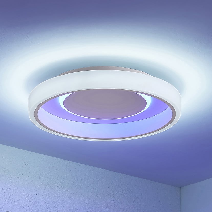 lampenwelt Lindby LED-Deckenleuchte Wikani weiß RGB CCT dimmbar