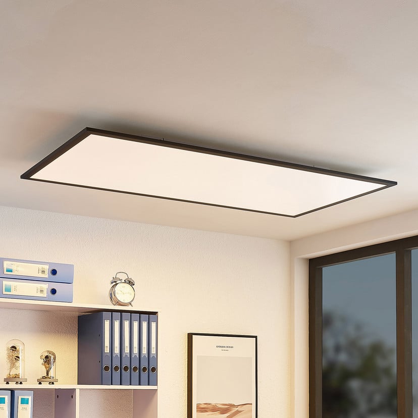 lampenwelt Lindby LED-Panel Nelios 120 x 60 cm 4000K schwarz Metall
