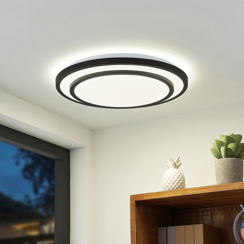 lampenwelt Lindby LED-Deckenleuchte Essina schwarz Metall CCT dim Sonderangebote