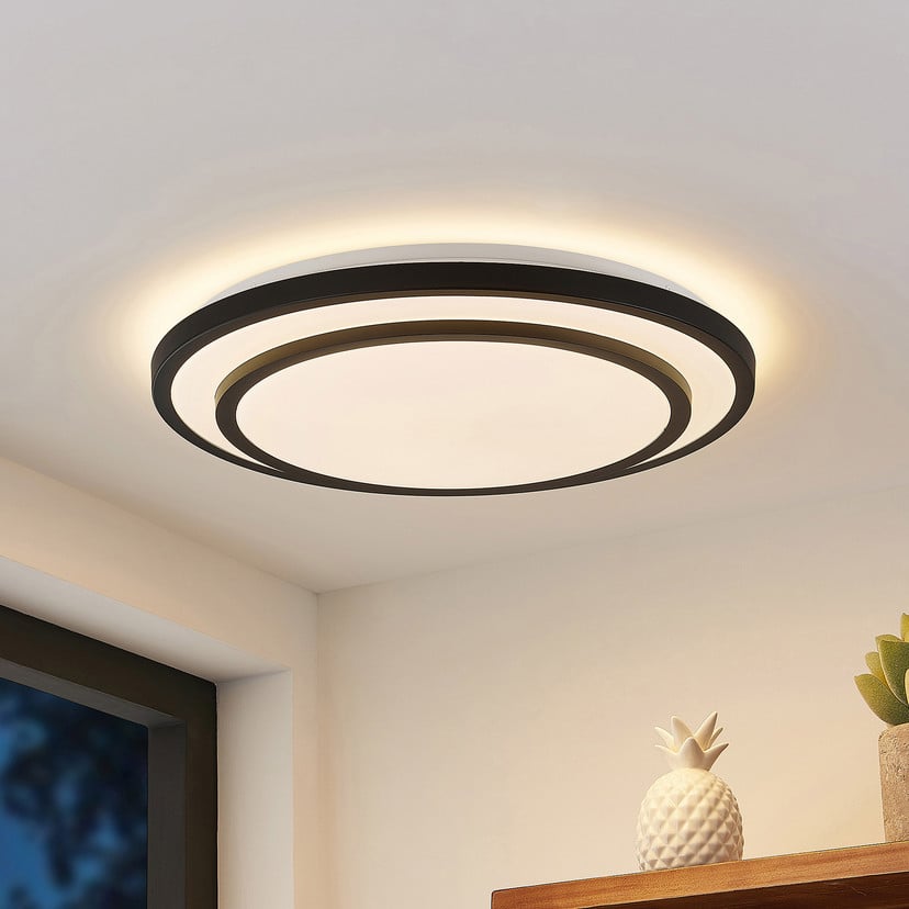 lampenwelt Lindby LED-Deckenleuchte Essina schwarz Metall CCT dim Sonderangebote