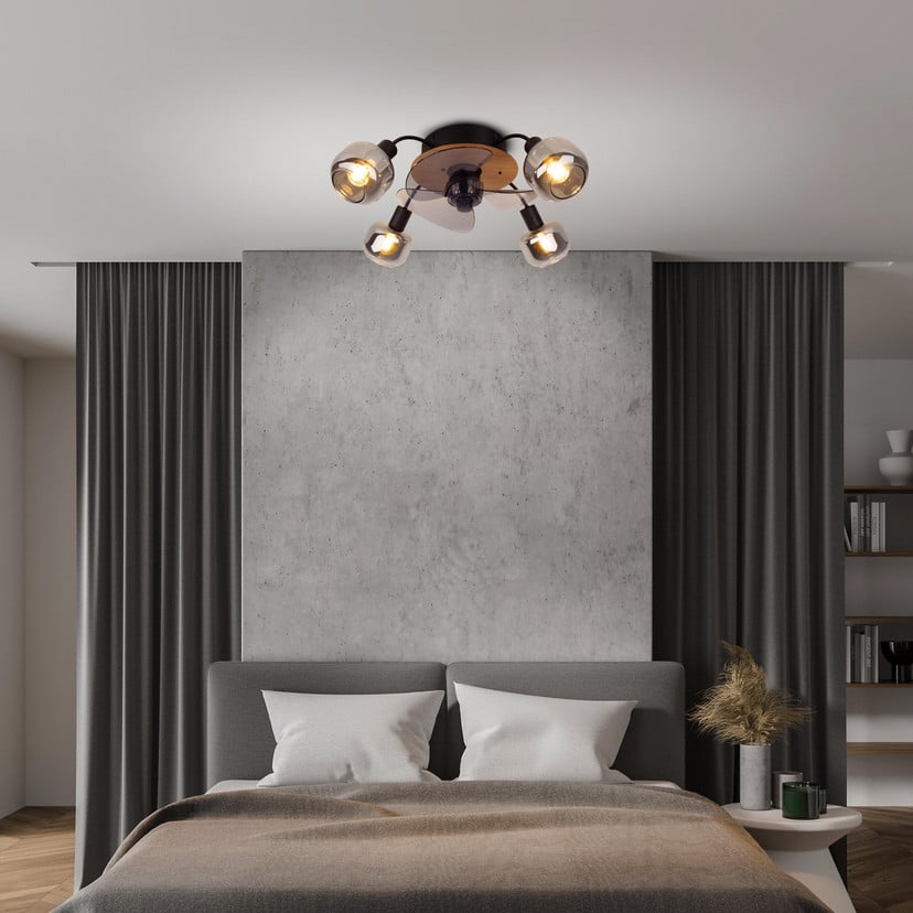 lampenwelt Deckenventilator Fumoso 4 E14 Rauchglas-Leuchten VIP-Rabatte
