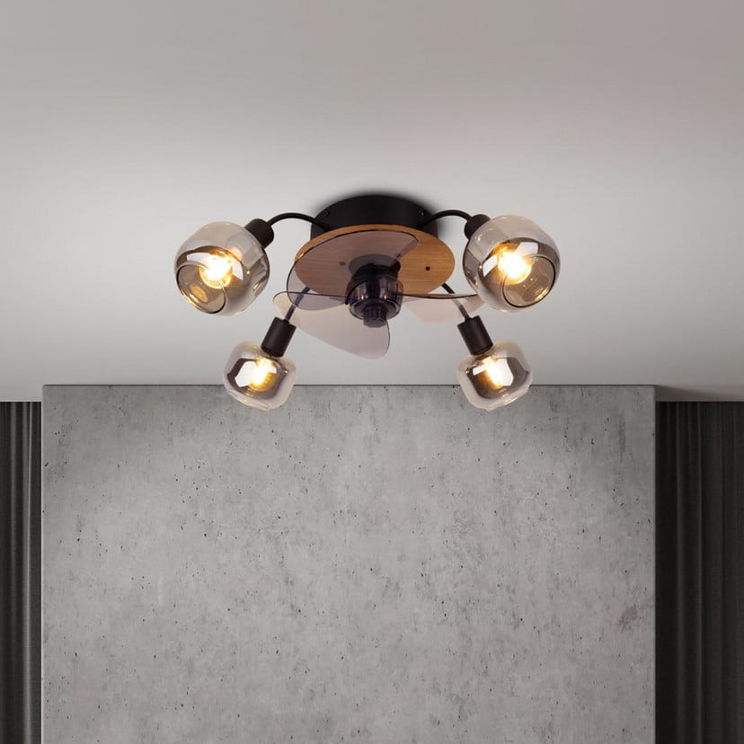 lampenwelt Deckenventilator Fumoso 4 E14 Rauchglas-Leuchten VIP-Rabatte