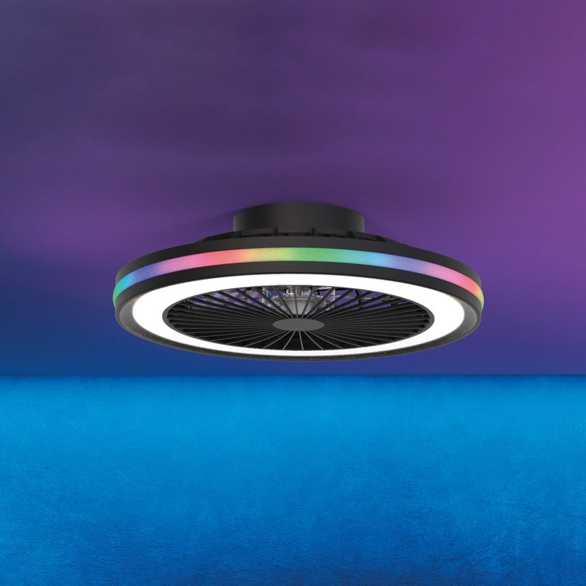 lampenwelt LED-Deckenventilator Gamer schwarz DC leise Ø 47 cm CCT RGB Vierteljährliche Förderung