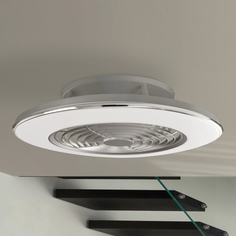 lampenwelt Deckenventilator Alisio LED App-steuerbar chrom