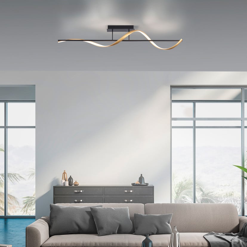 lampenwelt Paul Neuhaus Q-Swing Deckenlampe anthrazit/messing Muttertagsangebot
