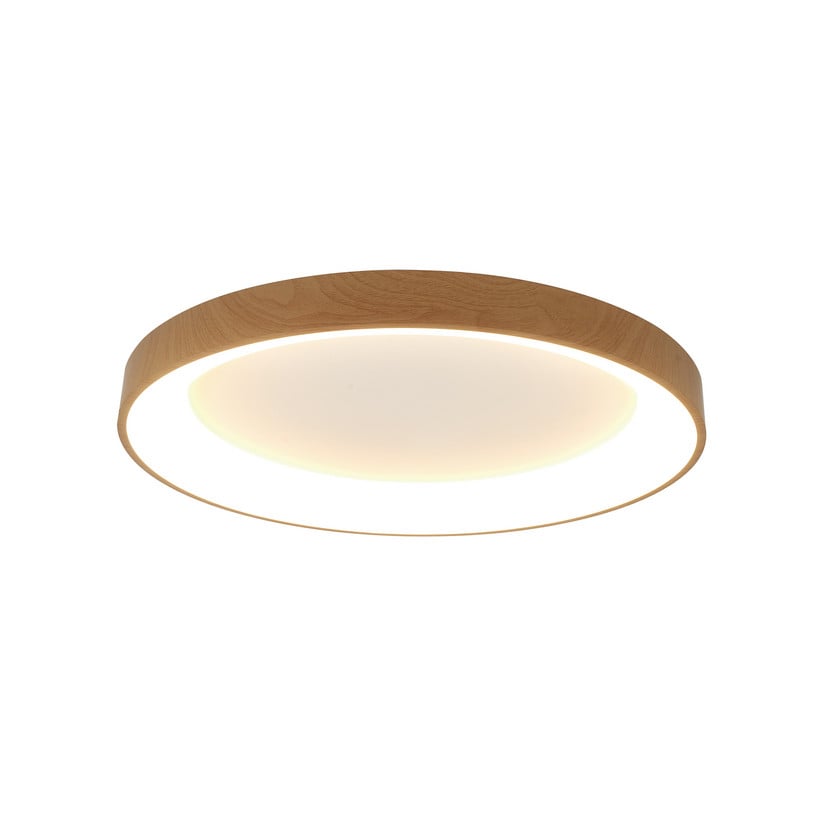 lampenwelt LED-Deckenlampe Niseko II CCT Fernbedienung Ø65cm holzfarben