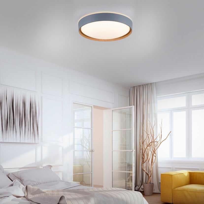 lampenwelt Paul Neuhaus Q-EMILIA LED-Deckenleuchte grau/holz Bis zu 55% Rabatt