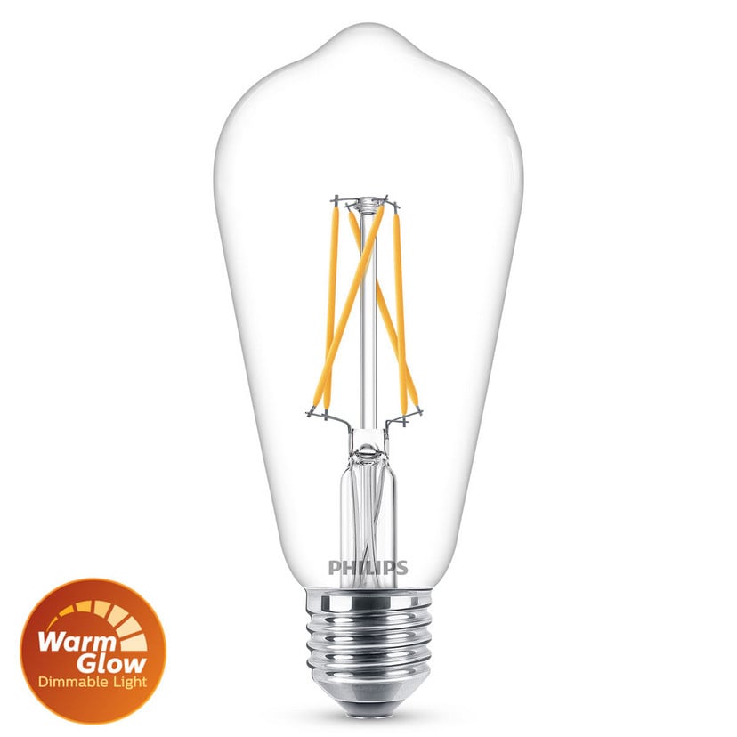 lampenwelt Philips Warmglow E27 LED-Lampe Rustika 5 9W klar Blitzverkäufe