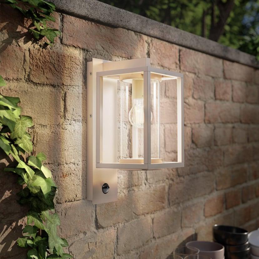 lampenwelt Lucande Außenwandleuchte Ferda Sensor hängend beige E27 Sonderangebote