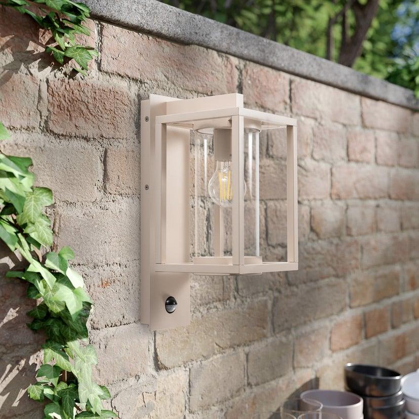 lampenwelt Lucande Außenwandleuchte Ferda Sensor hängend beige E27 Sonderangebote