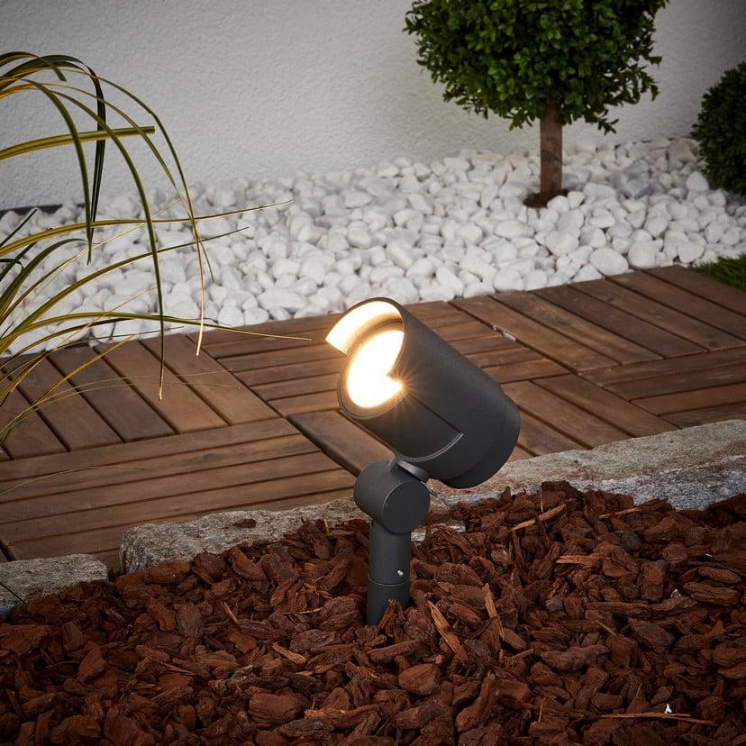 lampenwelt Lucande LED-Erdspießstrahler Beatrix anthrazit Alu 45 7cm Wochenangebot
