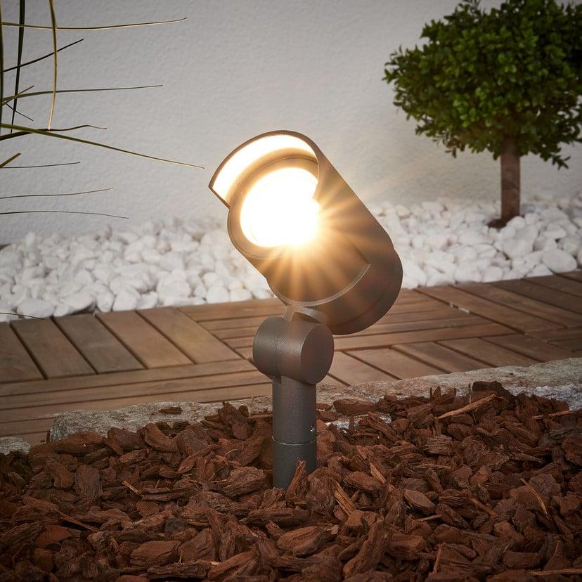 lampenwelt Lucande LED-Erdspießstrahler Beatrix anthrazit Alu 45 7cm Wochenangebot