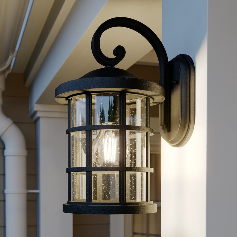 lampenwelt Lindby Außenwandlampe Ankea schwarz Höhe 37 cm IP23 E27 Kostenlose Rückgabe