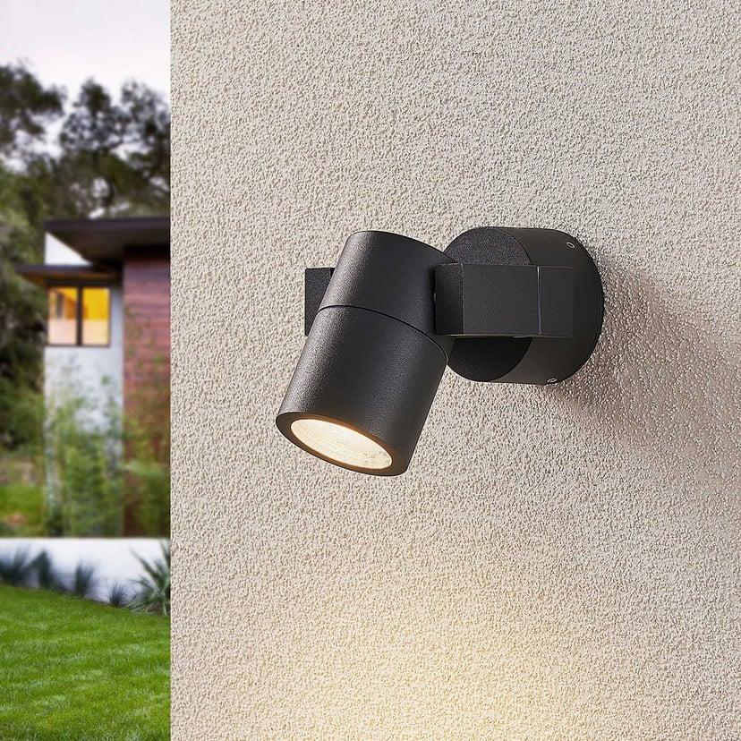 lampenwelt Lucande Außenwandstrahler Kavuna rund anthrazit IP54 Neueste Stile