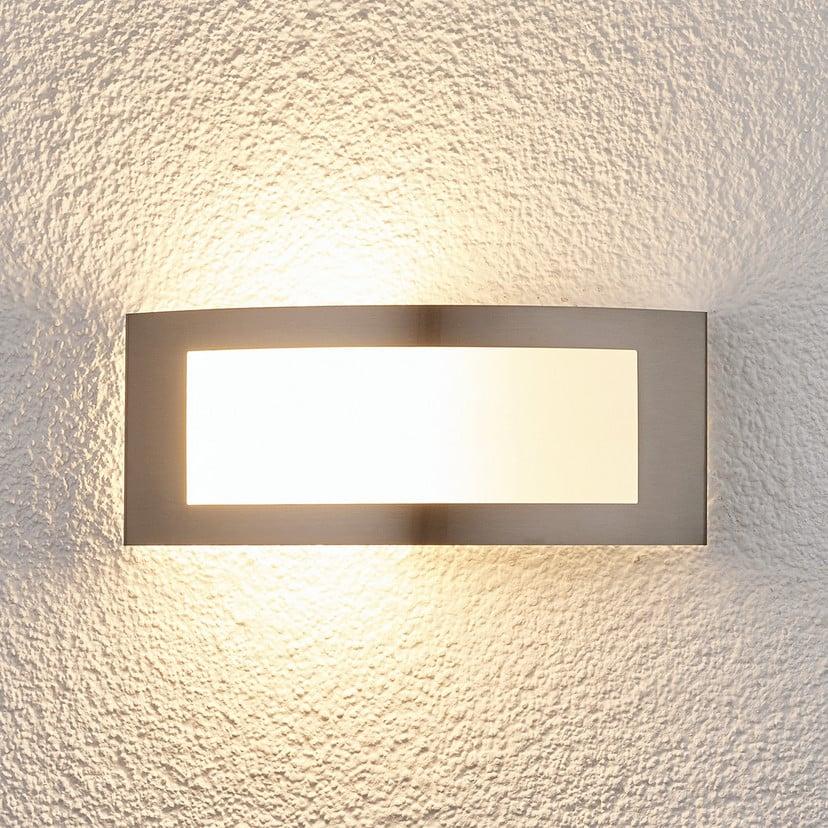 lampenwelt Lindby Außenwandlampe Raja 25cm breit Edelstahl IP44 E27 Letzter Tag