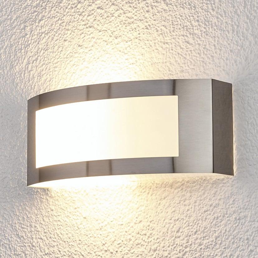lampenwelt Lindby Außenwandlampe Raja 25cm breit Edelstahl IP44 E27 Letzter Tag