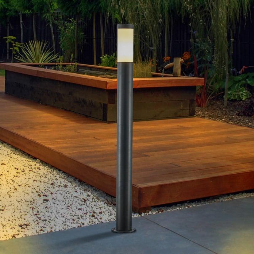 lampenwelt Lindby Wegelampe Statius anthrazit/opal Eisen 100 cm Sonderangebot der Fabrik