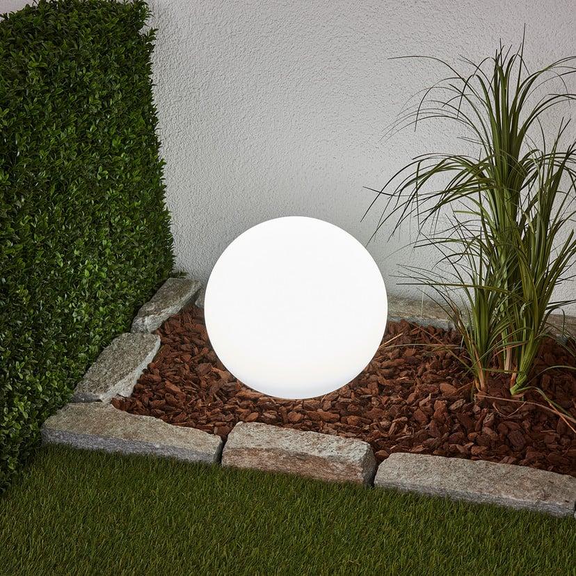 lampenwelt Lindby LED-Solarlampe Lago Ø 30 cm Kugel Erdspieß weiß Nur noch ein Tag übrig