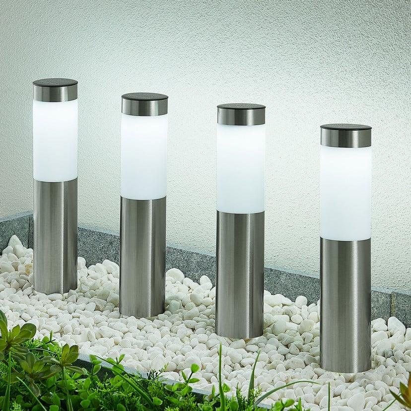 lampenwelt Lindby LED-Solar-Sockellampe 4er-Set Erdspieß 31 cm IP44 Rabatte dieses Monats
