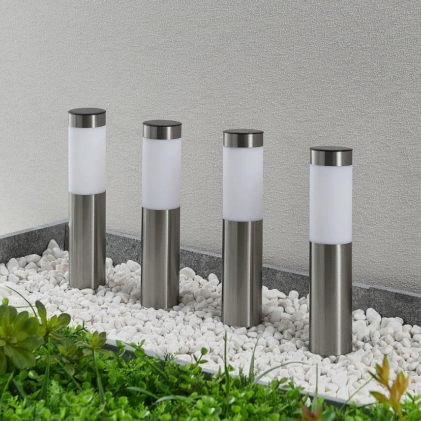lampenwelt Lindby LED-Solar-Sockellampe 4er-Set Erdspieß 31 cm IP44 Rabatte dieses Monats
