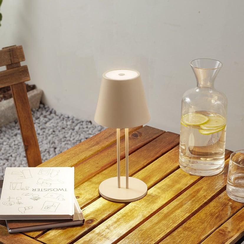 lampenwelt Lindby LED-Akkutischleuchte Janea TWIN beige Metall Günstiger Verkauf