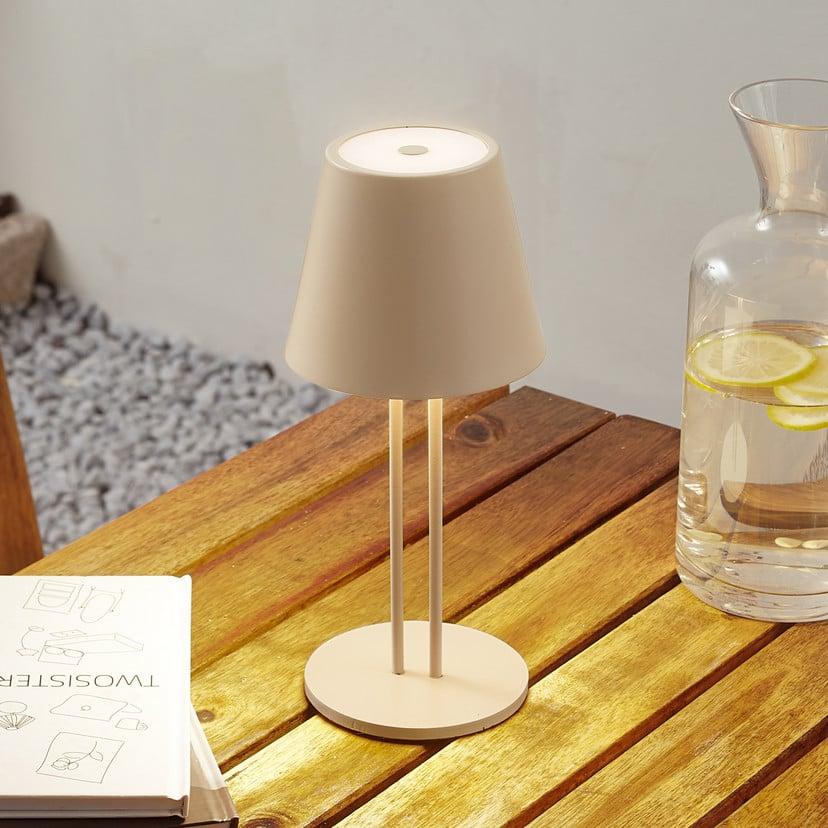 lampenwelt Lindby LED-Akkutischleuchte Janea TWIN beige Metall Günstiger Verkauf