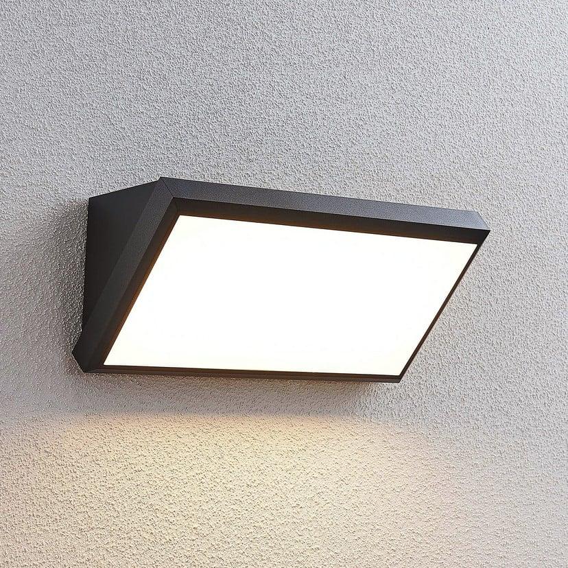 lampenwelt Lindby LED-Außenwandleuchte Abby grau Kunststoff IP65