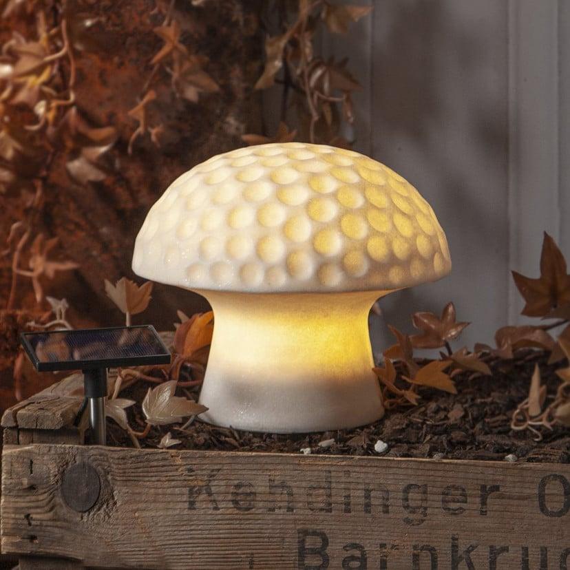 lampenwelt LED-Solarleuchte Sandy 16 cm weiß Kunststoff Pilzform Räumungsverkauf