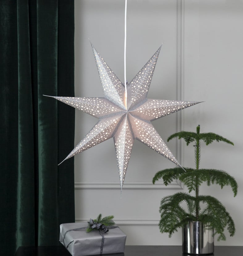 lampenwelt Papierstern Blinka ohne Beleuchtung Ø 60 cm silber Super Sparpreis
