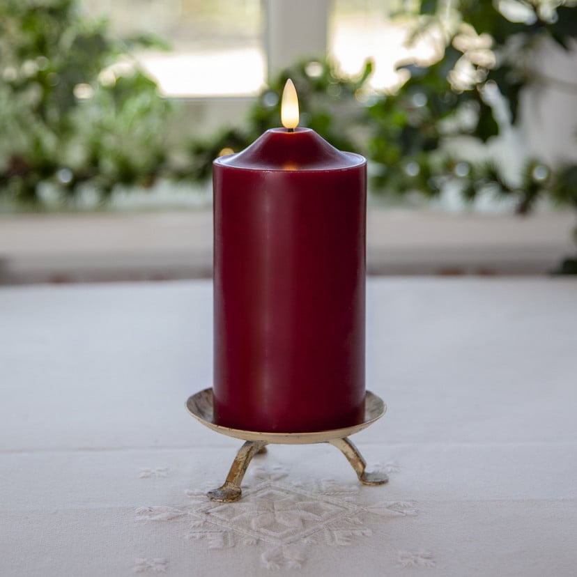 lampenwelt LED-Kerze Flamme Höhe 17 cm rot Echtwachs Batteriebetrieb Wochenangebot