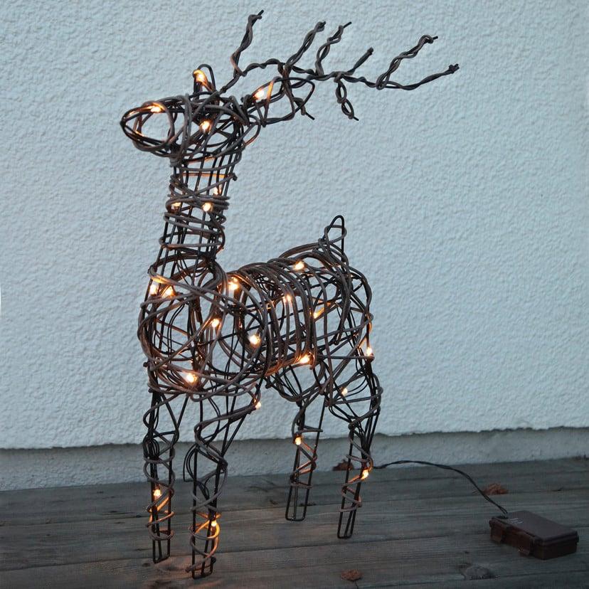 lampenwelt Braune Rattanoptik - LED-Außendeko Deer Batterie Zeitbegrenzte Promotion