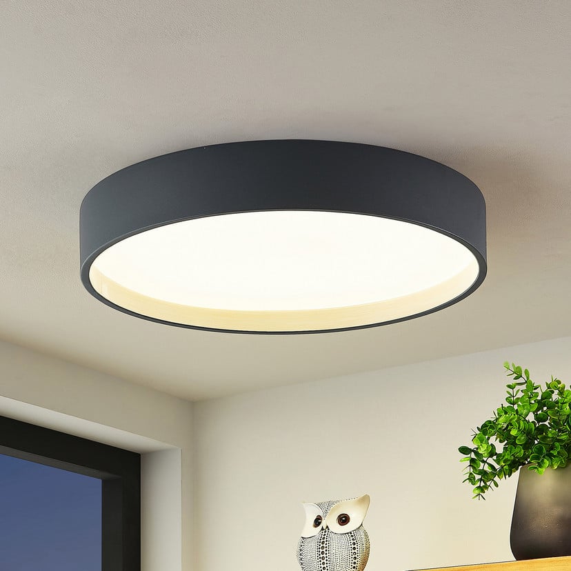 lampenwelt Lindby LED-Deckenleuchte Todor 50 cm anthrazit CCT Holz Bis zu 55% Rabatt