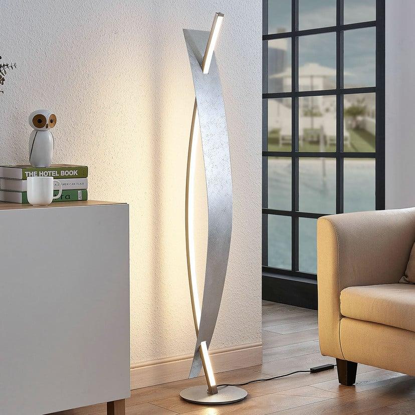 lampenwelt Lucande LED-Stehleuchte Marija silber dimmbar 140 cm Nur noch ein Tag übrig