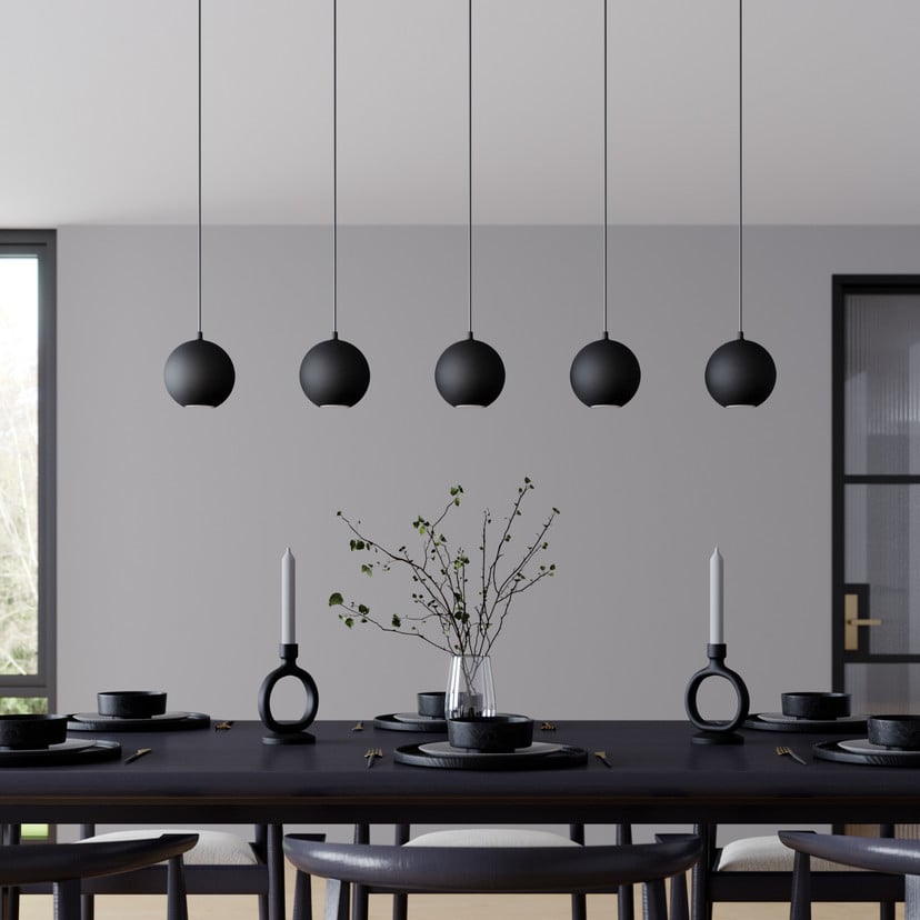 lampenwelt Pendelleuchte Midnight ganz in Schwarz 5-flammig Kostenloser Versand international